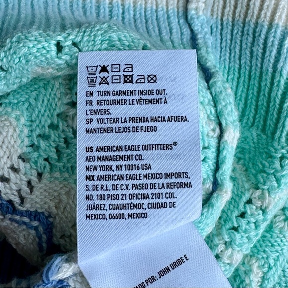 American Eagle Outfitters Blue & Mint Chevron Knit Crop Tank Top Size M - Picture 6 of 9